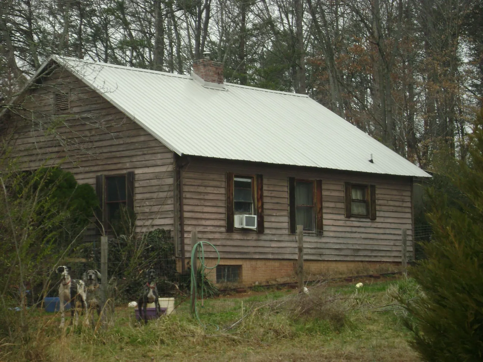 White metal roof on an old wood sided farmhouse, from a Metal Roof Installation job in East Aurora